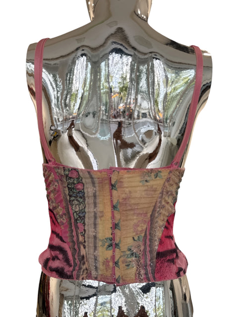 Roberto Cavalli Pink Patchwork Bustier