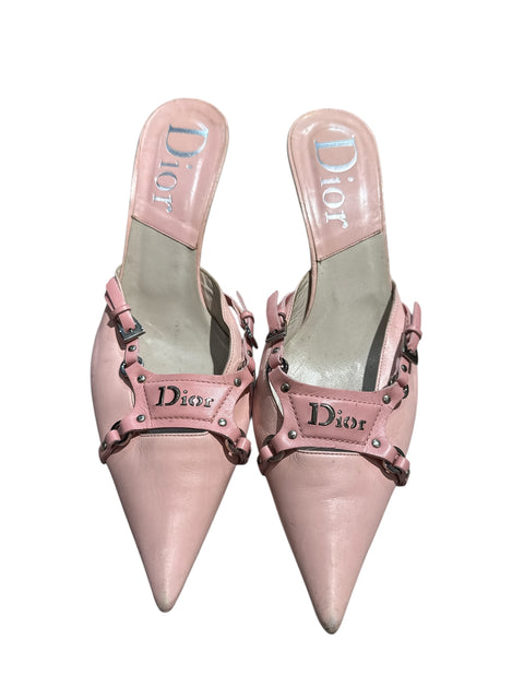 Dior Pink Leather Mules