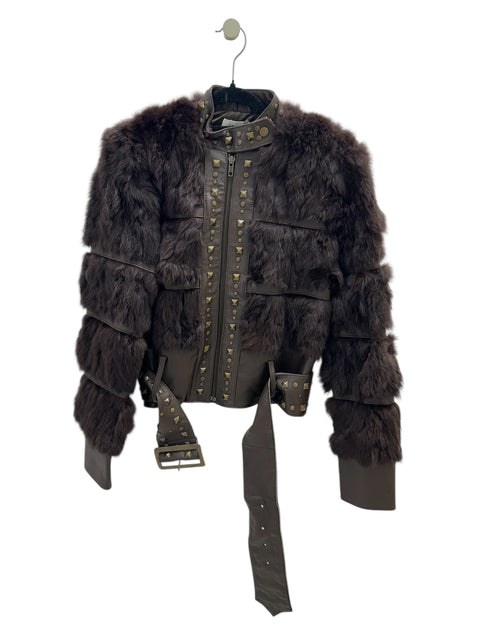 Dark Brown Fur Métal Détail