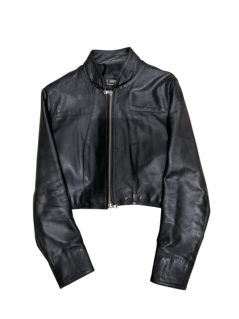 Vintage Black Leather Crop Jacket