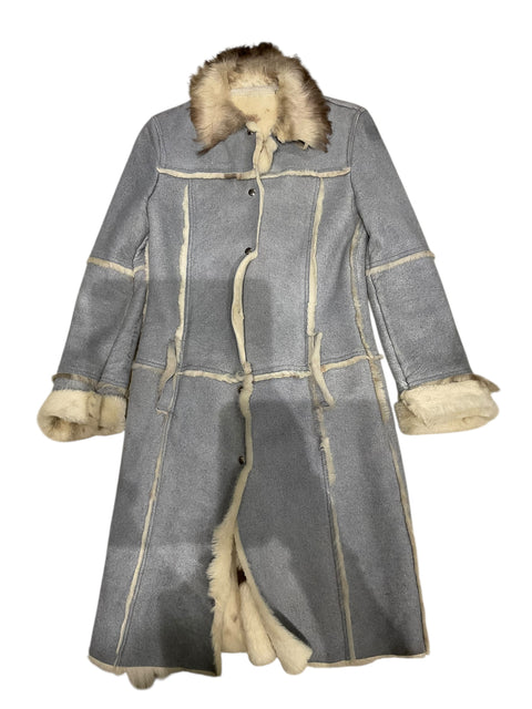Dolce & Gabbana Grey Shearling Long Coat
