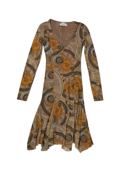 Gattinoni Brown Print Mesh Dress
