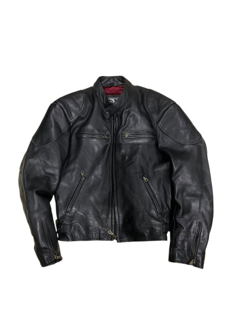 American Pro Black Leather Biker Jacket