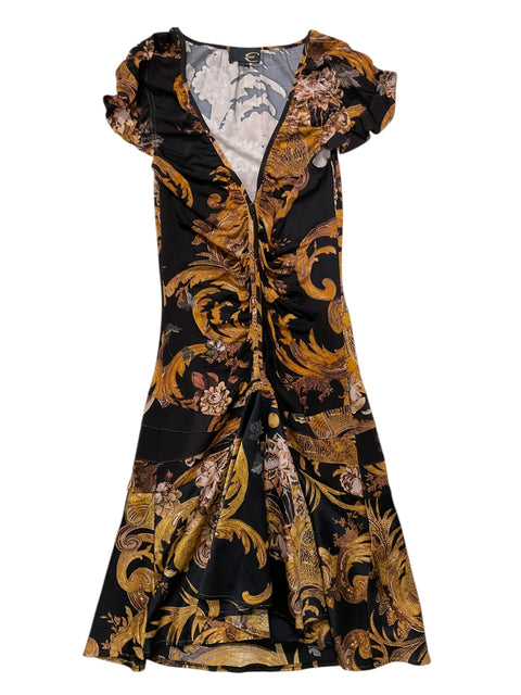 Roberto Cavalli Black Ornement Gold Dress