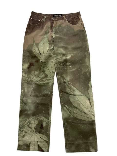 Roberto Cavalli Khaki Natural Print Pant