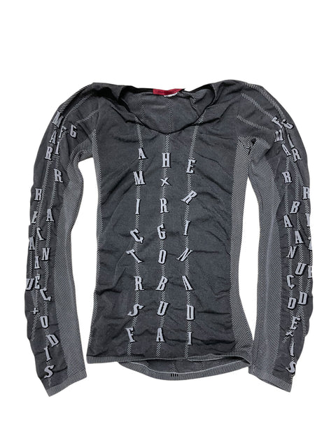 Marithé François Girbaud Double Grey Letter Print Long Sleeve