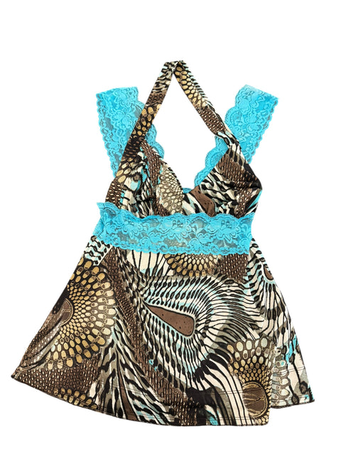 Kosmika Blue Lace Detail Top
