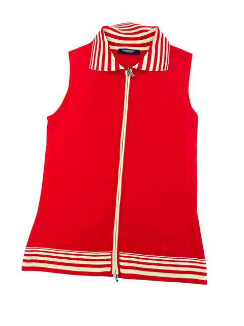 Burberry Red Sleeveless Polo