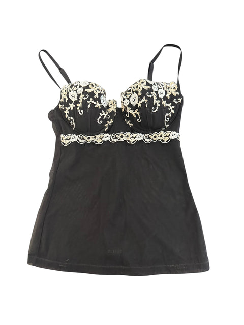 Malizia Black Floral-Print Corset