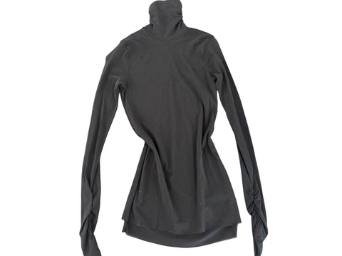 Vintage Black Mesh Turtle-neck Top