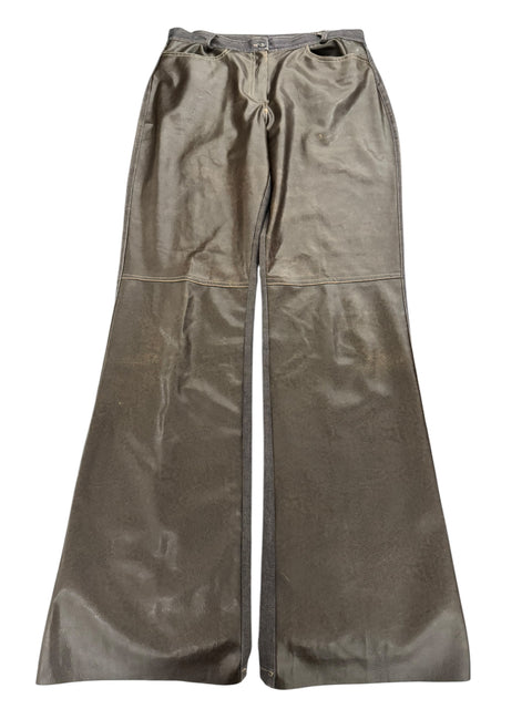 Cristina Gavioli Brown Leather Denim Belt Pant