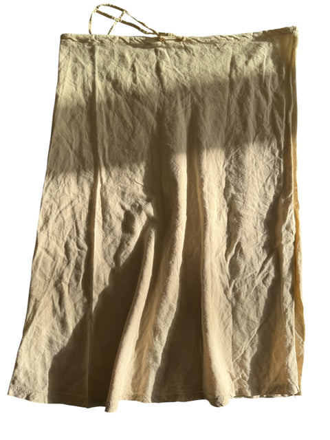 Vintage Beige Linen Long Skirt