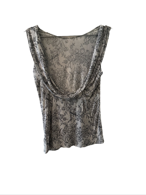 Galliano Grey Flowers Top