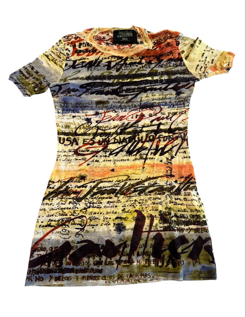 JeanPaulGaultier Mesh Text Top