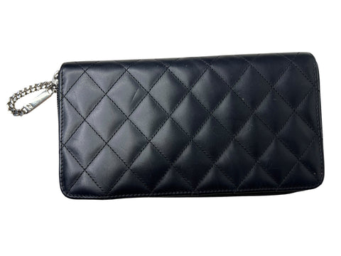 Chanel Cambon Line Long Wallet Black Matelasse Leather
