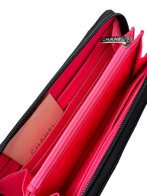 Chanel Cambon Line Long Wallet Black Matelasse Leather