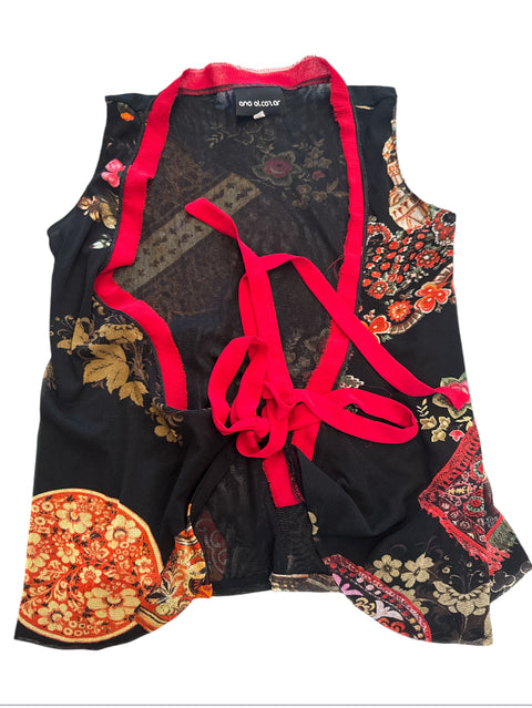 Vintage Mesh Printed Top