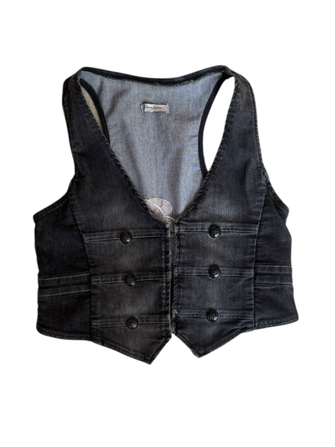 Guess Black Washed Denim Vest Top