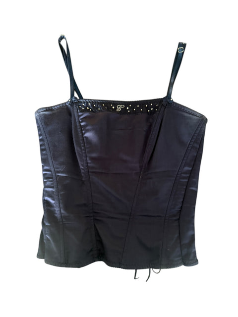 Cannella Navy Blue Lace Corset Top