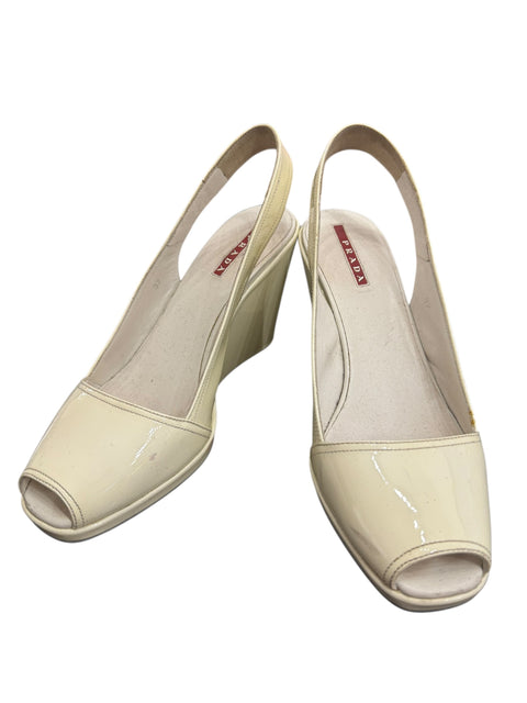 Prada Lina Rosa Ecru Patent Shoes