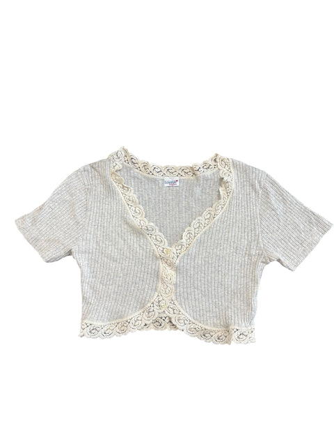 Lovable Ecru Knit Crop Cardigan