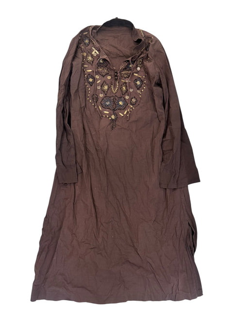 Luisa Spagnoli Brown Gold Detail Long Dress