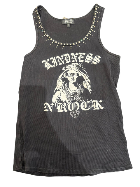 Faith Black White Print Stud Collar Tank Top