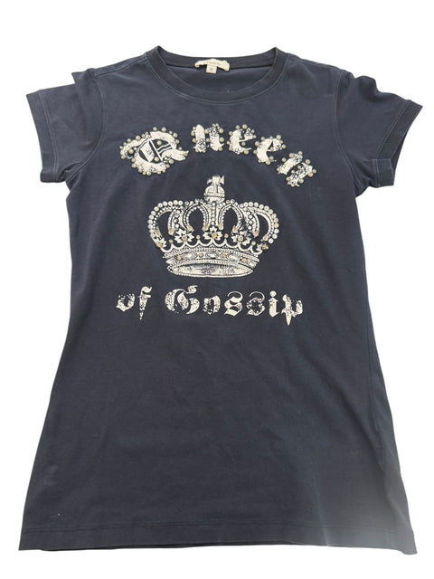 Pinko Black Crown Print Rhinestone Details T-Shirt