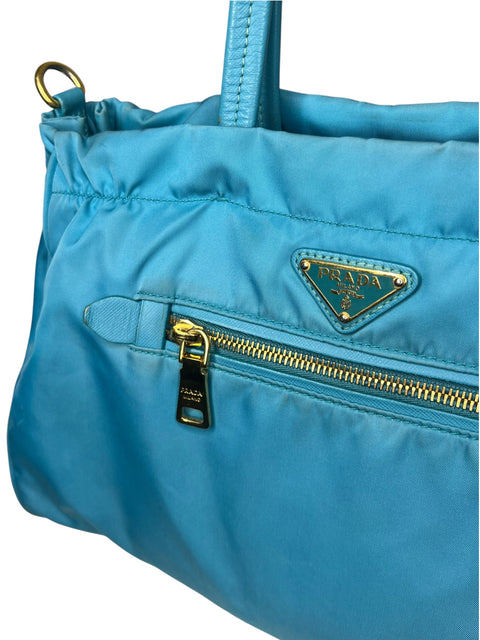 Prada Blue Nylon Hand Bag