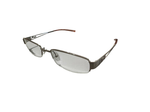 YSL Metal Logo Pink Temples Tips Rectangular Glasses