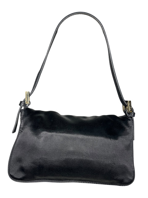 Fendi Mini Baguette Black Satin Bag