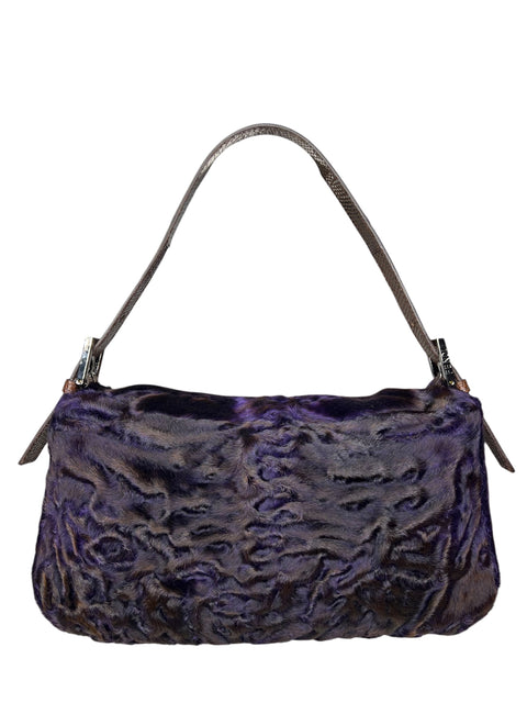 Fendi Baguette Purple Fur & Crystals