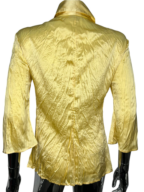 Roberto Cavalli Yellow Satin Gold Shirt