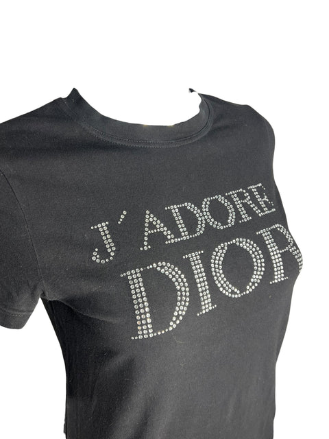Christian Dior Black Rhinestone "J'adore Dior " T-Shirt