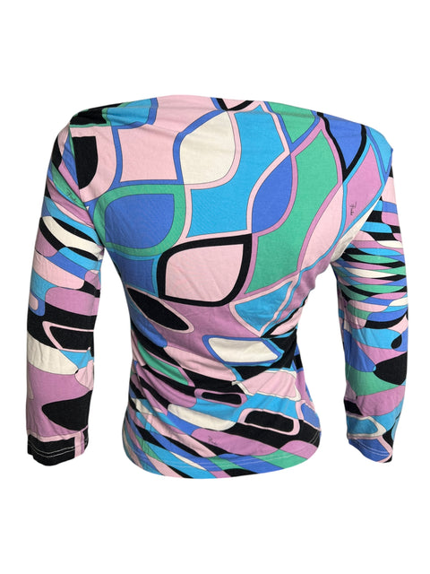 Emilio Pucci Blue Pink Mid Sleeve Top