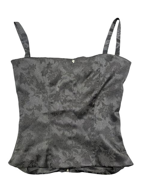 Vintage Black Lace Satin Corset