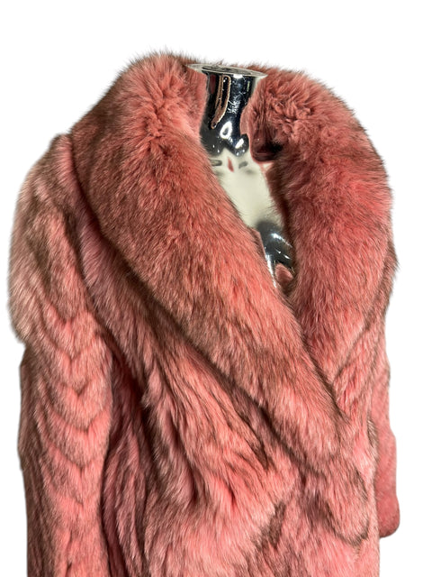 Vintage Dusty Pink Chevron Fox Fur