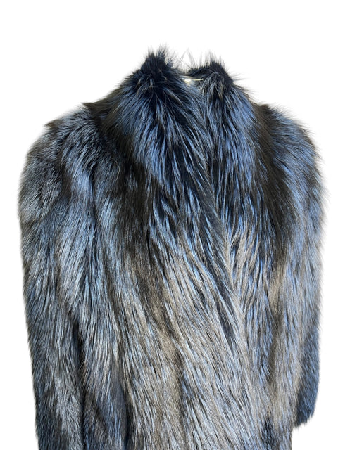 Vintage Black & Navy Blue Fox Fur