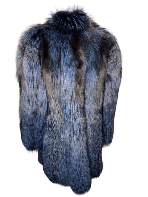 Vintage Black & Navy Blue Fox Fur