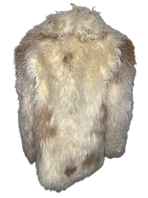 Vintage Ecru Brown Stain Mogolian Fur
