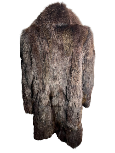 Vintage Dark Brown Button Long Fox Fur