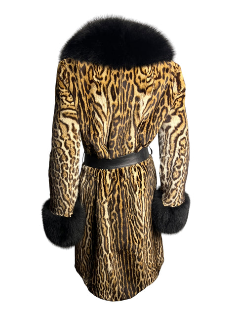 Vintage Ocelot and Fox Fur Coat