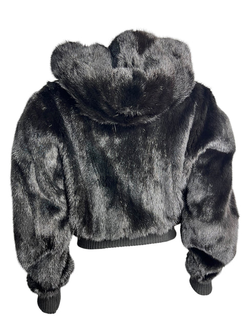 Vintage Black Bombers Mink Fur