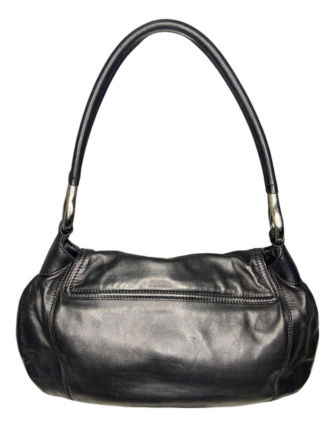 Prada Black Leather Silver Shoulder Bag