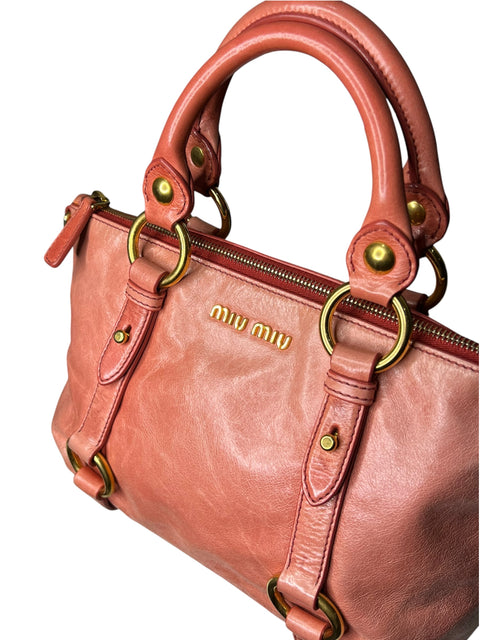 Miu Miu Vitellolux Leather Pink Gold Handbag
