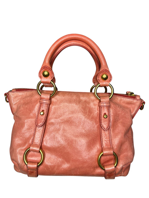 Miu Miu Vitellolux Leather Pink Gold Handbag