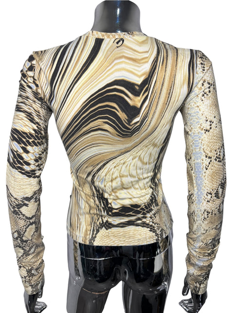 Just Cavalli Beige Snake Print Long Sleeve