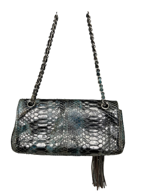 Chanel Black Petrol Blue Python Leather 2005/2006 Bag