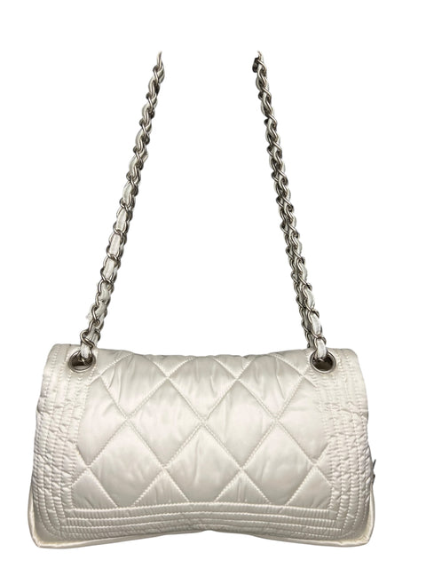 Chanel Classic Timeless White Satin Nylon Matelasse 2005/06 Bag
