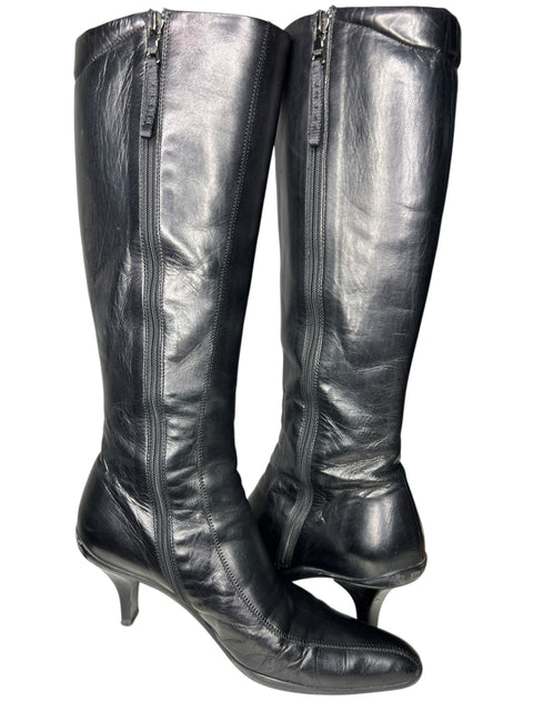 Prada Lina Rosa Black Leather Boots